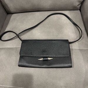 Attention Shoulder Bag Black. Small Faux Leather. Converts to a Clutch. Like New